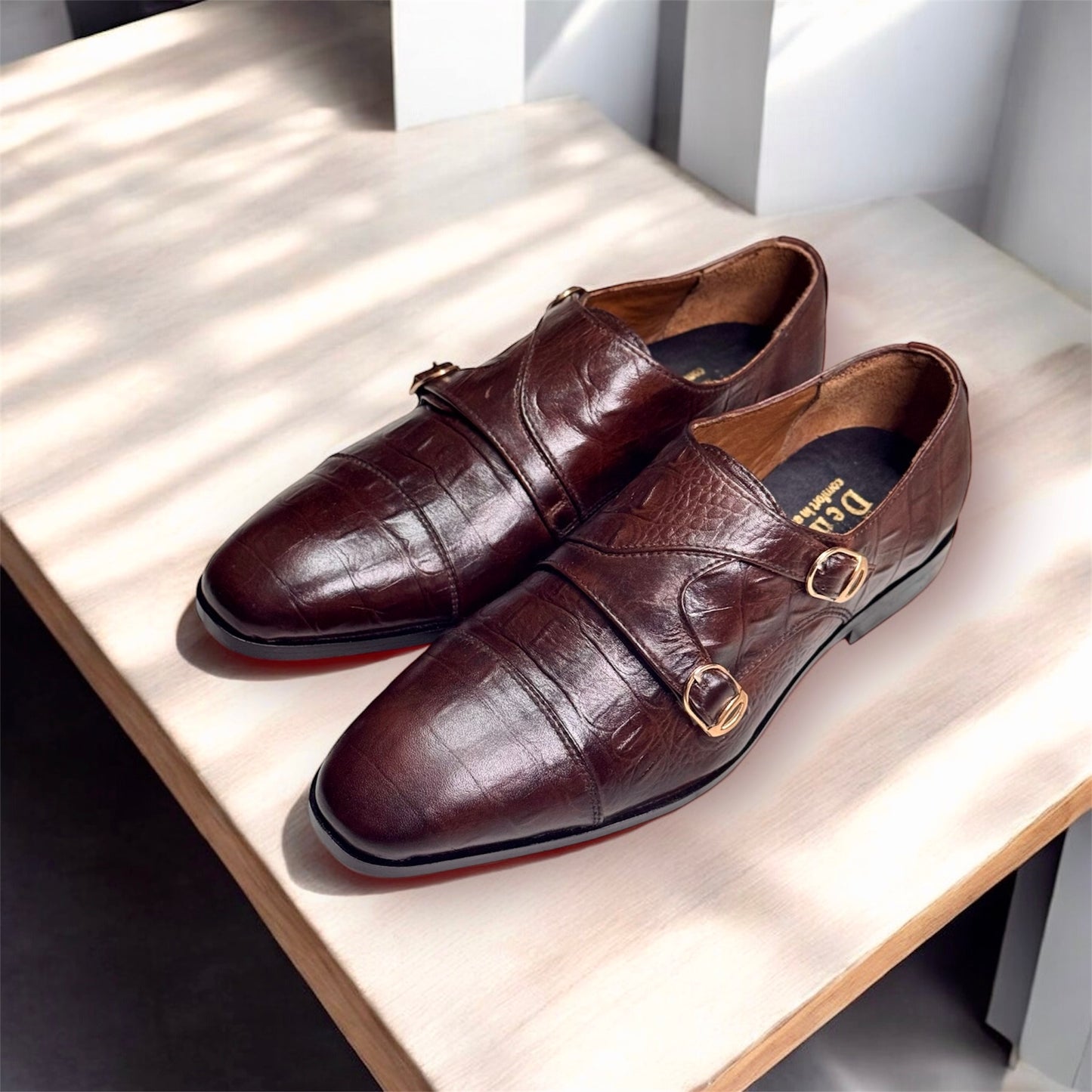 Double Monk Brown Leather