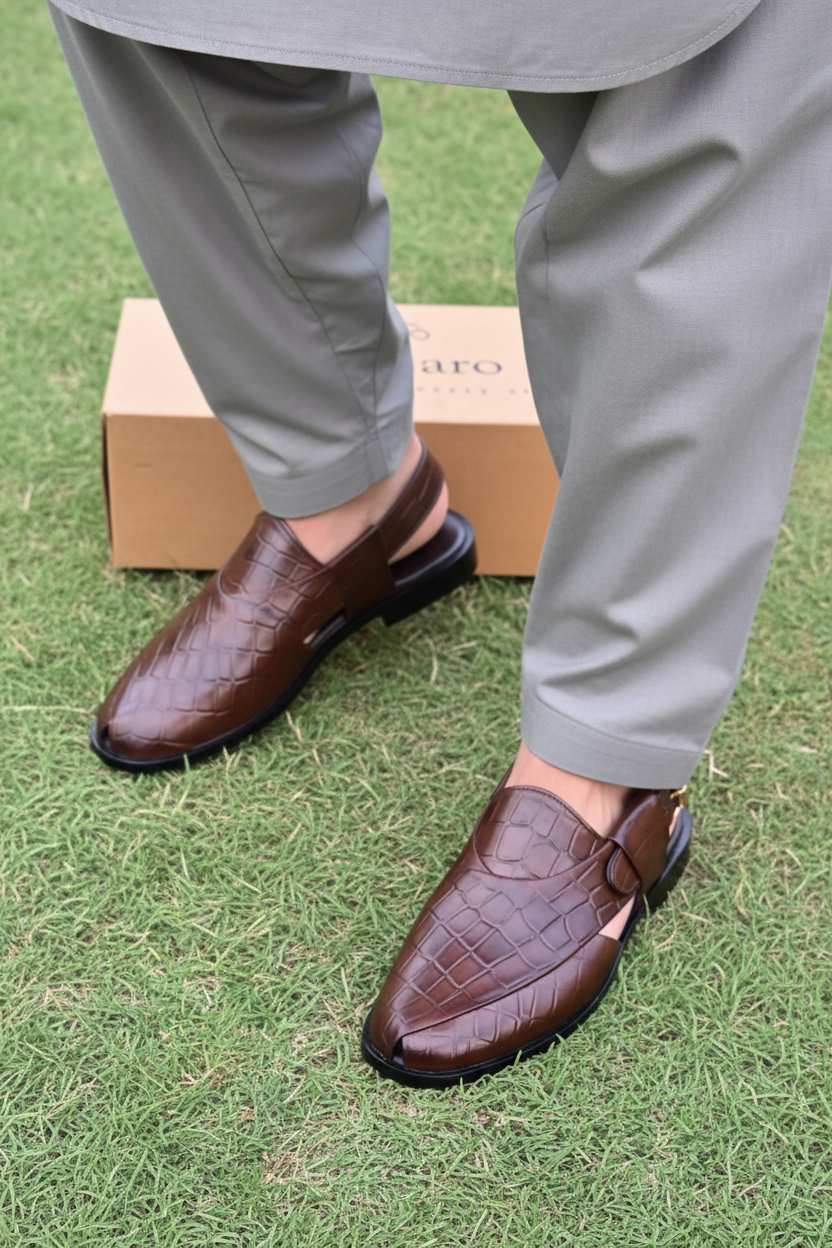 Brown Leather Peshawari Kheri