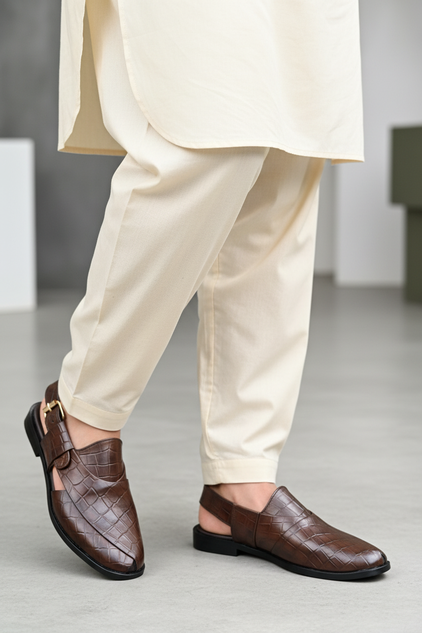 Brown Leather Peshawari Kheri