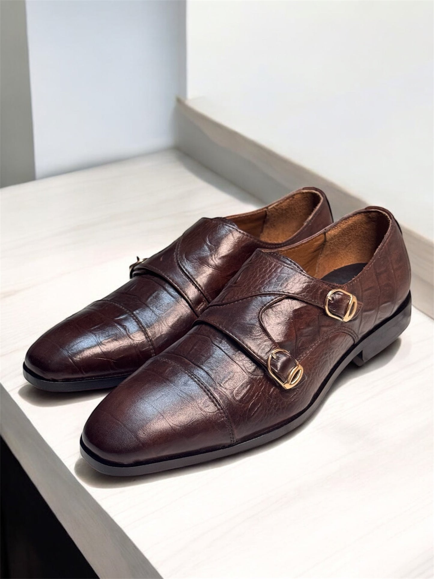 Double Monk Brown Leather