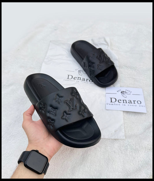 L-V Black Slippers